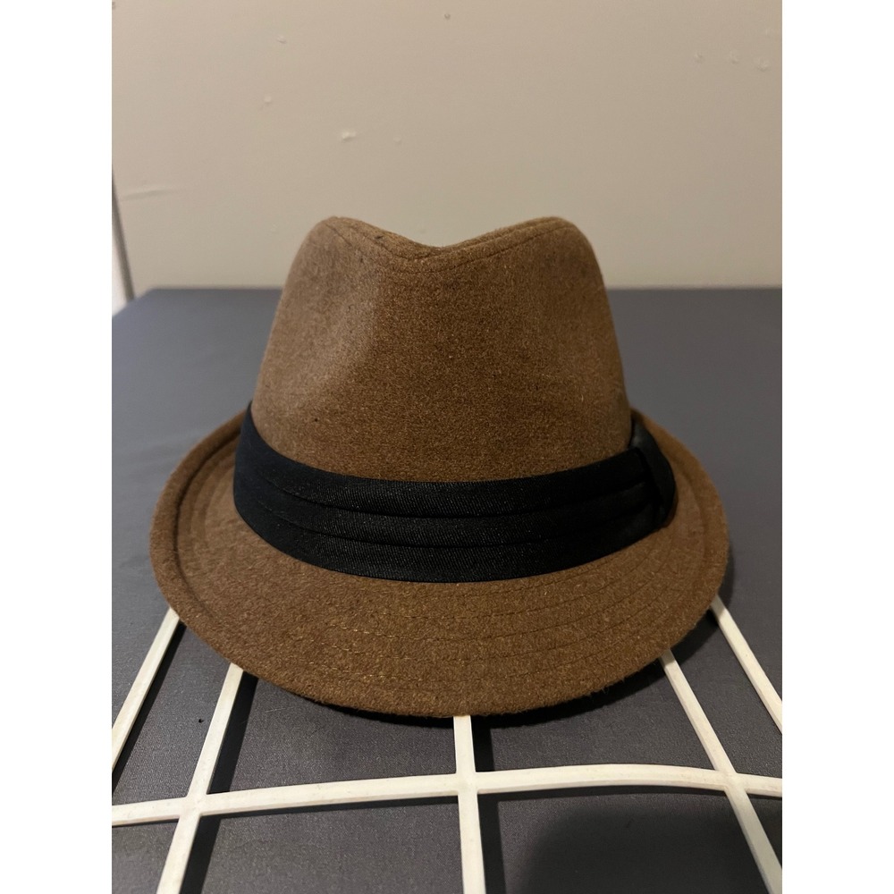 Westend Mens Brown Fedora Hat Black Ribbon Band Size L/XL Polyester Cotton Blend
